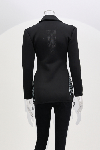 Elegant non-stretch sequins pearl rhinestone decor high quality blazer