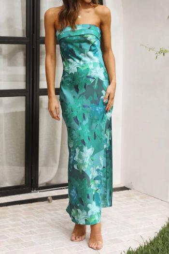 sexy non-stretch flower batch printing tube design maxi dress