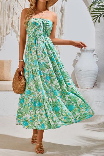 new sexy non-stretch batch printing halterneck midi floral dress