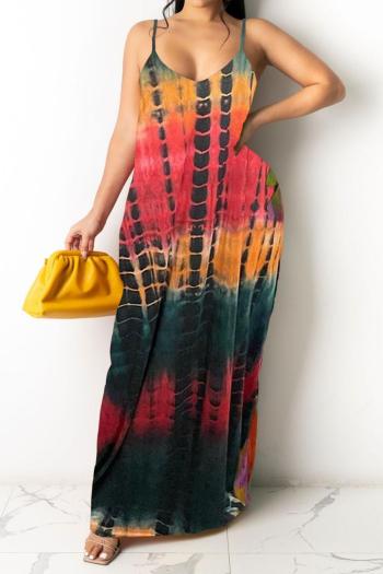 sexy plus size slight stretch gradient color pocket sling maxi dress