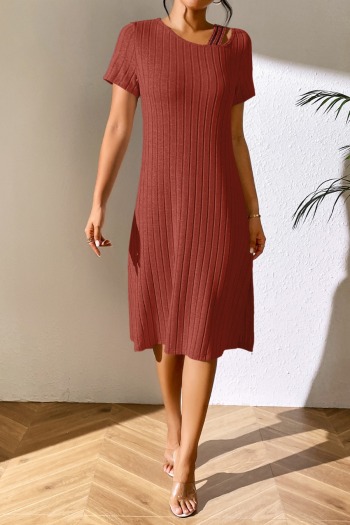 sexy plus-size slight stretch solid color slit slim short sleeve midi dress