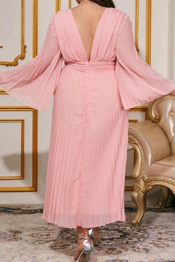 sexy plus size non-stretch solid color chiffon backless midi dress