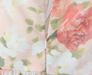 Stylish non-stretch flower batch printed underwire sling midi dress