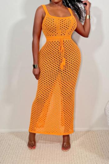 new sexy slight stretch 5-color hollow slit suspender maxi dress