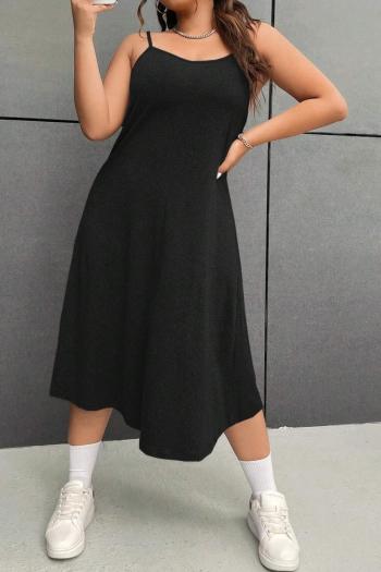 Sexy plus size slight stretch solid color backless midi dress