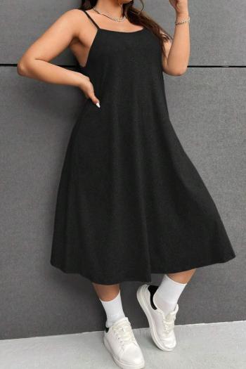 Sexy plus size slight stretch solid color backless midi dress