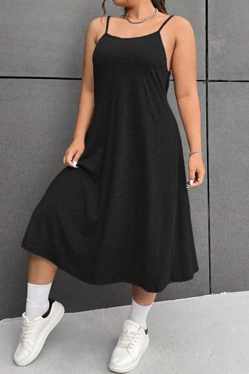 Sexy plus size slight stretch solid color backless midi dress