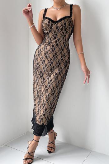 sexy slight stretch stitching lace with underwire midi dress