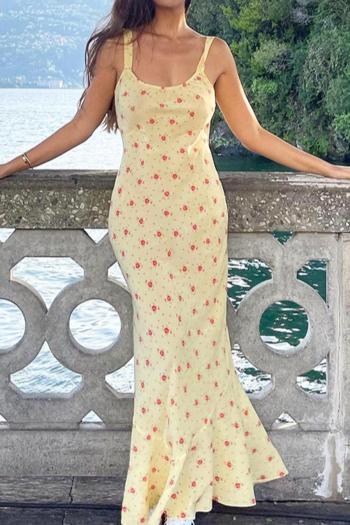 casual slight stretch floral batch printing sleeveless maxi dress