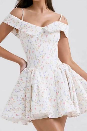 sexy non-stretch floral print sling mini dress