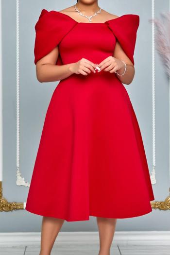 casual plus size slight stretch 4 colors solid color crew neck midi dress