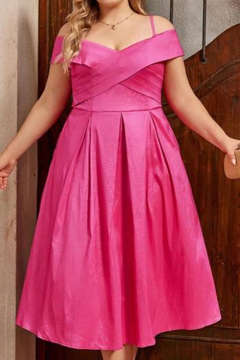 sexy plus-size slight stretch solid color patchwork cross suspender midi dress
