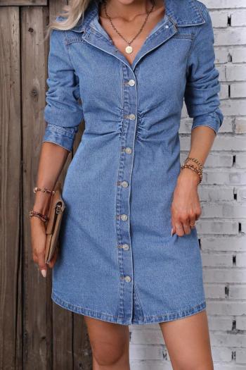 sexy non-stretch patchwork denim lapel long sleeves mini dress