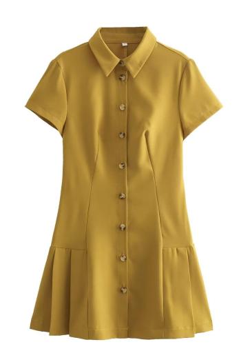 xs-l casual non-stretch 3 colors single-breasted mini shirtdress