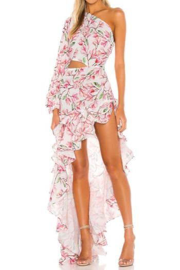 sexy non-stretch high quality batch printing hollow irregular maxi dress#2