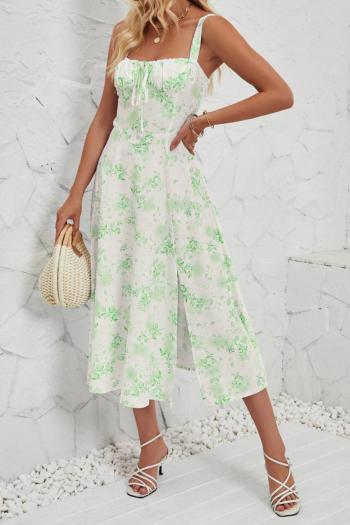 casual non-stretch sling slit floral print midi dress#2