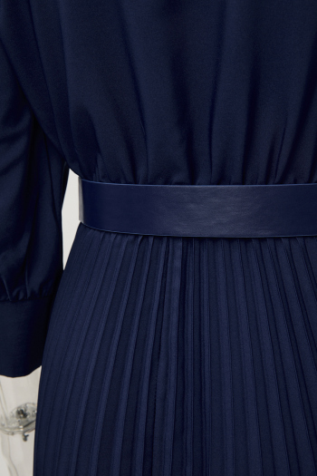 New plus-size non-stretch 5-color three-quarter sleeves maxi dress(with belt)