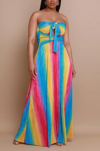 sexy plus size non-stretch gradient halter neck hollow backless maxi dress