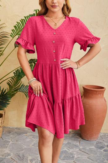 casual plus size non-stretch 4-colors solid color jacquard midi dress