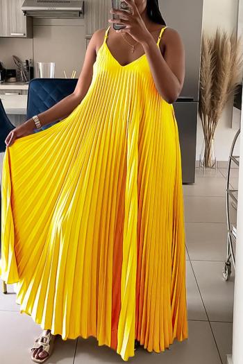 stylish plus size slight stretch 4 colors backless sling pleated maxi dress