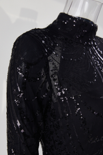 Elegant plus size slight stretch sequin padded shoulder padded maxi dress