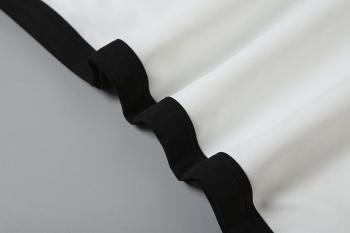 Sexy slight stretch contrast color halter-neck tight mini dress