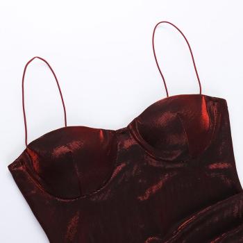 Sexy slight stretch glitter backless sling bodycon mini dress