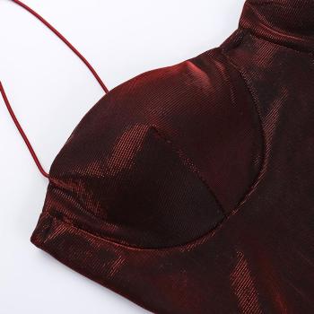 Sexy slight stretch glitter backless sling bodycon mini dress