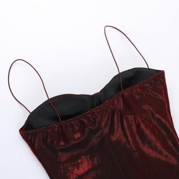 Sexy slight stretch glitter backless sling bodycon mini dress