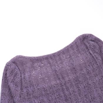 Stylish slight stretch knitted pure color bell-sleeve with lined mini dress