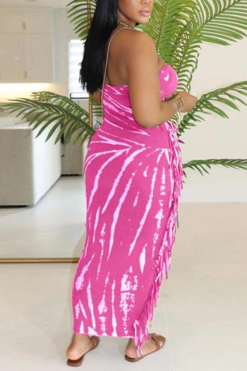 Casual plus size slight stretch bandeau tassel slim maxi dress