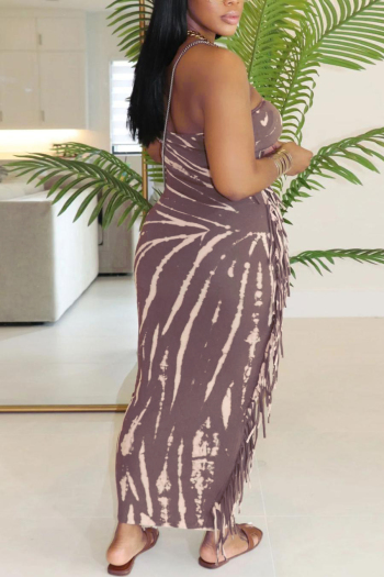 Casual plus size slight stretch bandeau tassel slim maxi dress