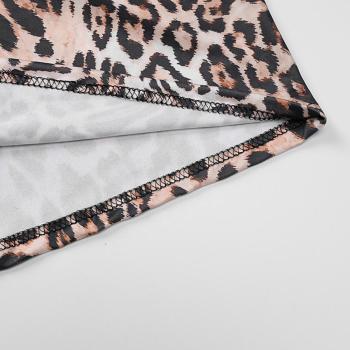 Sexy slight stretch leopard printing tube design slit midi dress