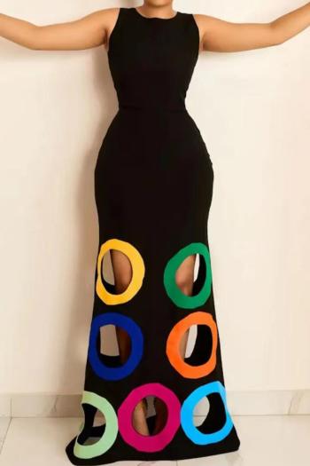 Sexy slight stretch slim hollow sleeveless maxi dress