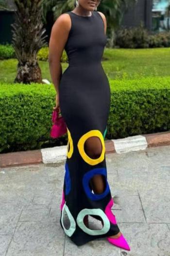 Sexy slight stretch slim hollow sleeveless maxi dress