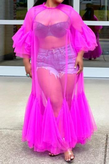 sexy non-stretch see-through mesh splicing maxi dress size run small (no lined)