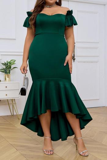 elegant plus size slight stretch off shoulder irregular maxi mermaid dress