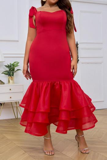 elegant plus size slight stretch patchwork sling maxi mermaid dress