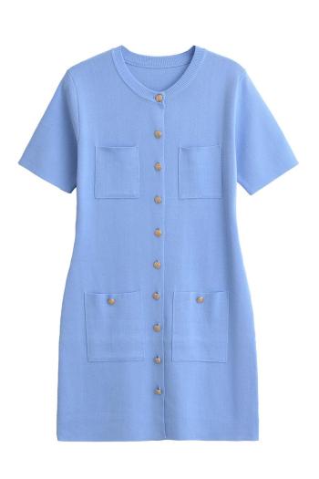 sexy slight stretch ribbed knit crew neck solid color slim mini dress
