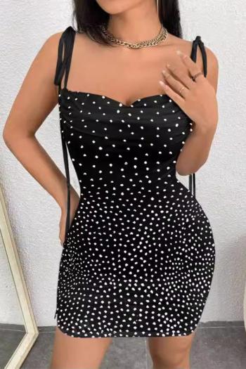 sexy plus size slight stretch rhinestone backless sling bodycon mini dress