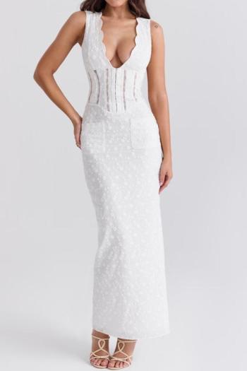 sexy non-stretch high quality jacquard deep v slit with pockets slim maxi dress