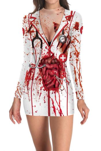 new halloween plus-size slight stretch cosplay nurse zombie long sleeve costumes