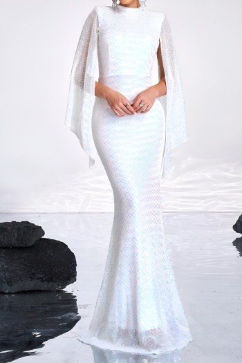 elegant high-end 3 colors slight stretch sequin padded maxi dress