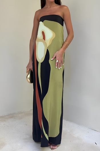casual plus size non-stretch 5 colors tube design maxi dress