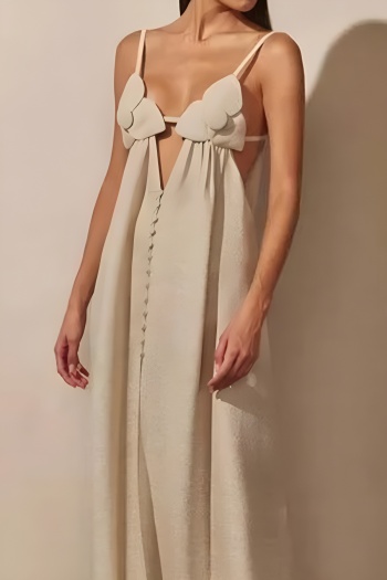 casual holiday non-stretch backless sling midi dress