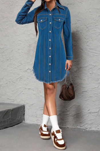 casual plus size non-stretch single-breasted cardigan denim midi dress