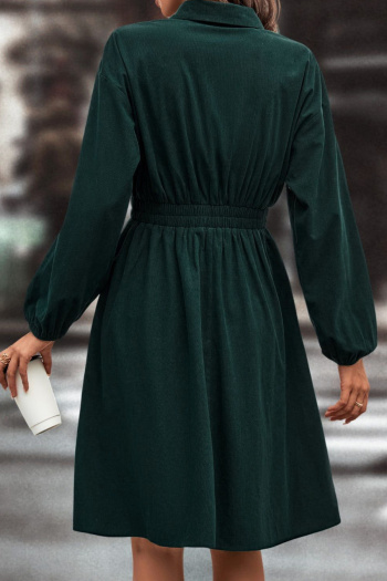 New casual slight stretch patchwork solid color long sleeve midi dress