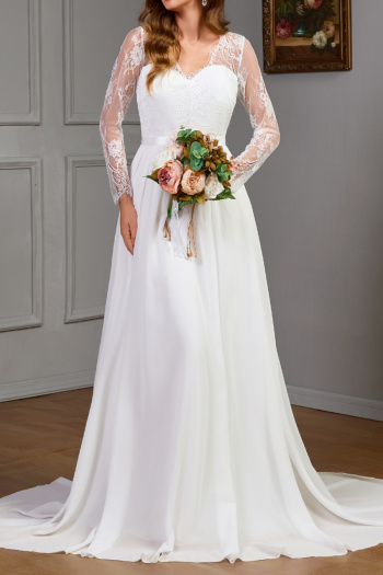 elegant non-stretch lace chiffon backless maxi evening dress with padded