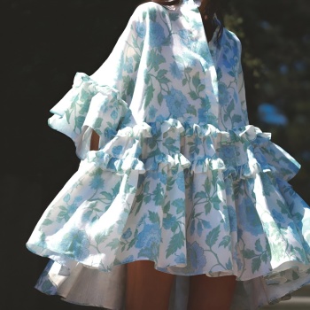 new casual no-stretch patchwork ruffle batch printing mini floral dress