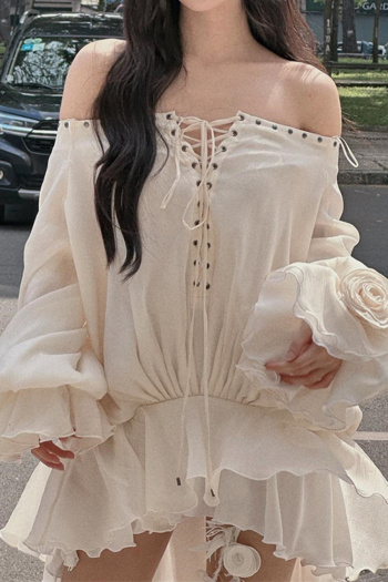 casual non-stretch off shoulder solid color mini dress